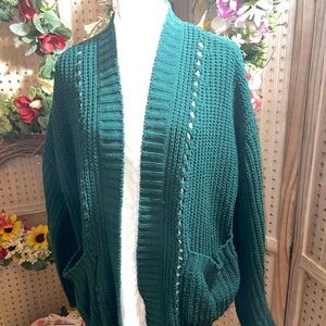 American Eagle Outfitters Green Cable Knit Cardigan